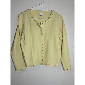 Christopher & Banks Womens S Yellow Snap Cardigan Sweater Granny Core READ